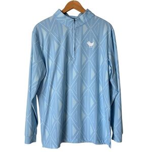 Bad Birdie Men’s three-peat Light Blue Long Sleeve 1/4 Zip Golf Shirt, Medium